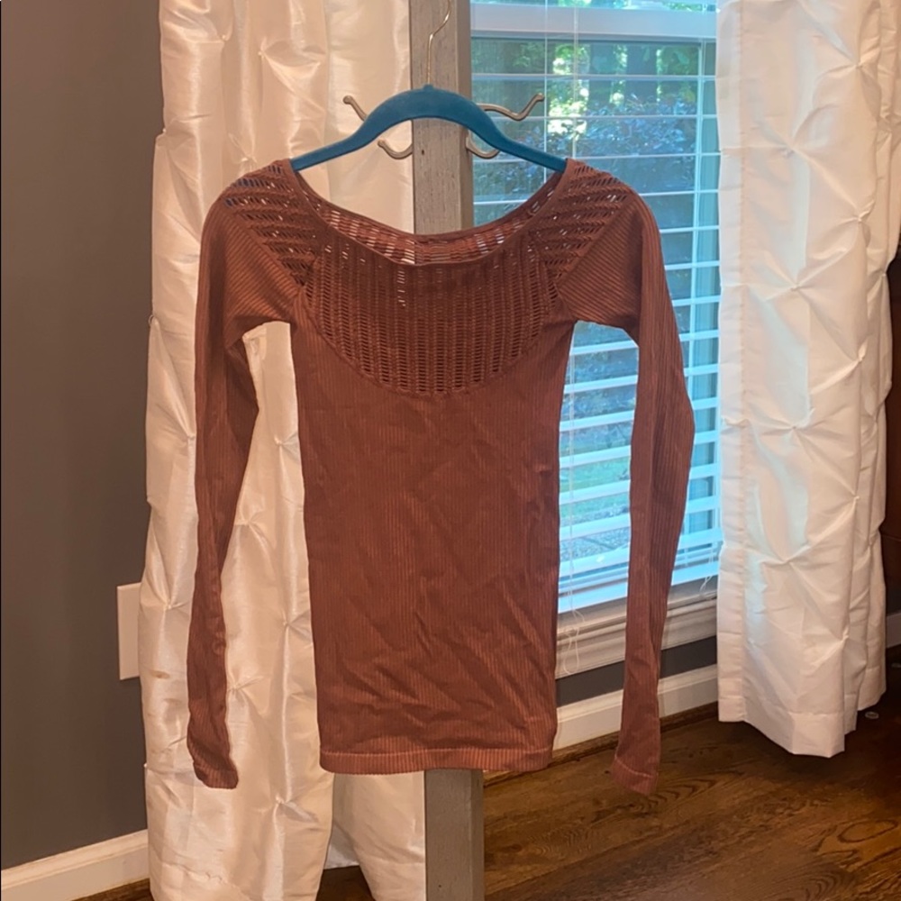 FREE PEOPLE Cut Out Long Sleeve Top
